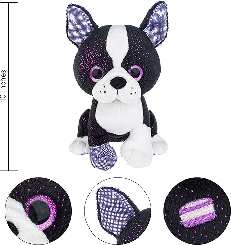 Miniatura 4 de Webkinz Peluche Bulldog francés de 10 pulgadas, animal de peluche de primera calidad, color negro y morado