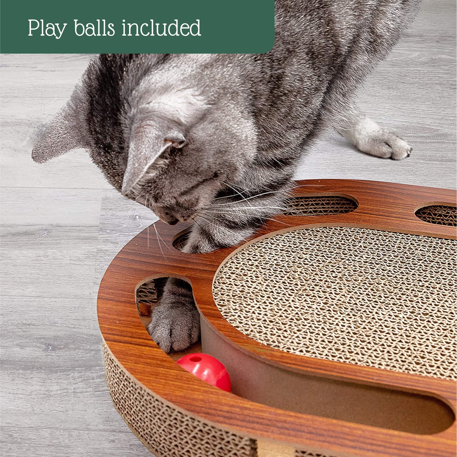 Griffoir Pour Chat En Carton Ondulé - Avec Balle Et Grelot - Pliable Et Multifonction - Pour Intérieur Et Extérieur