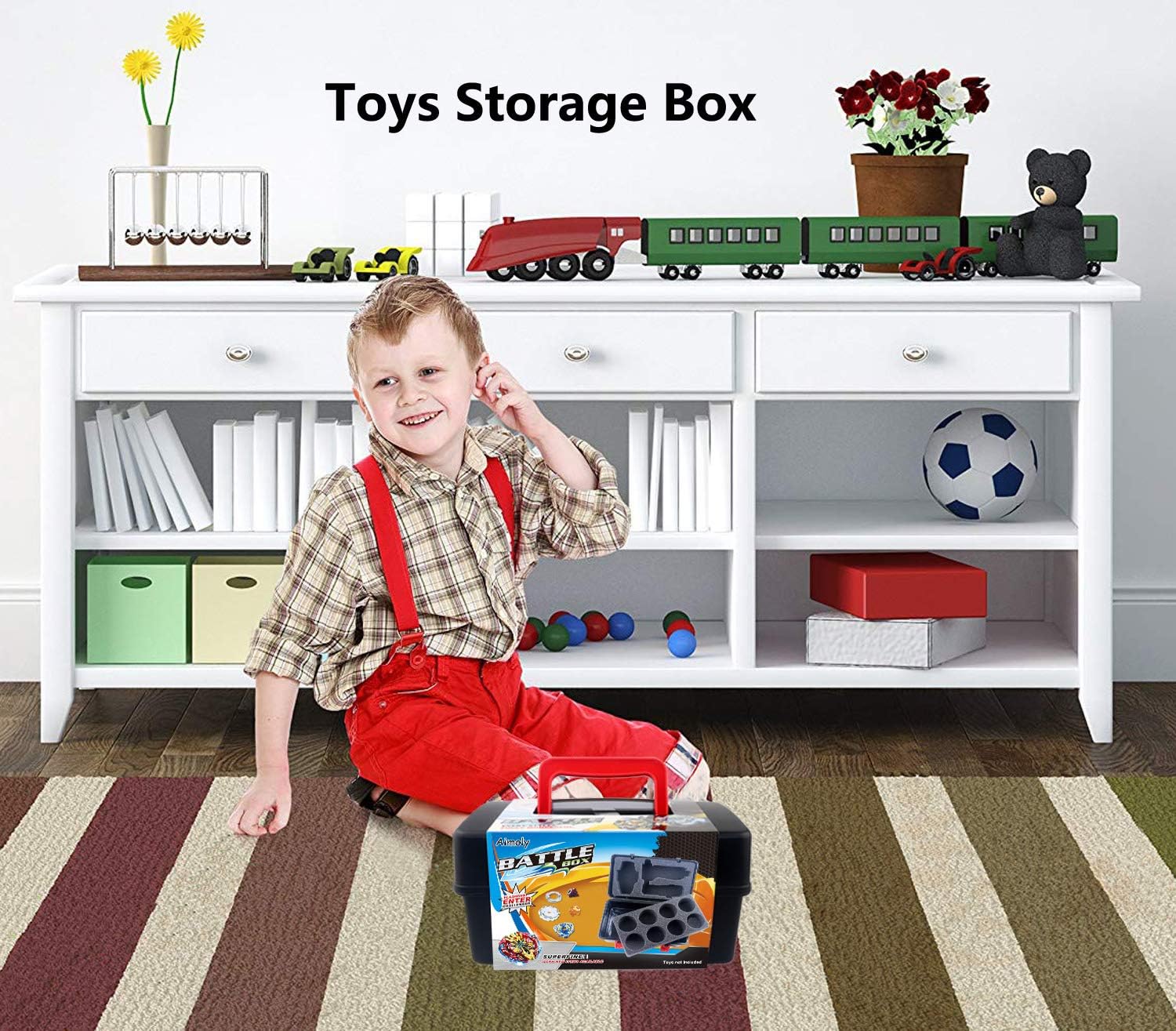 Aimoly Battle Tops Case, Storage Carrying Box Storage Box for Battling Spinner Game (Black)