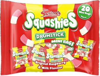 Swizzels Drumstick Squashies Sweets, Raspberry & Milk Sweets, 20 Sweet Bags
