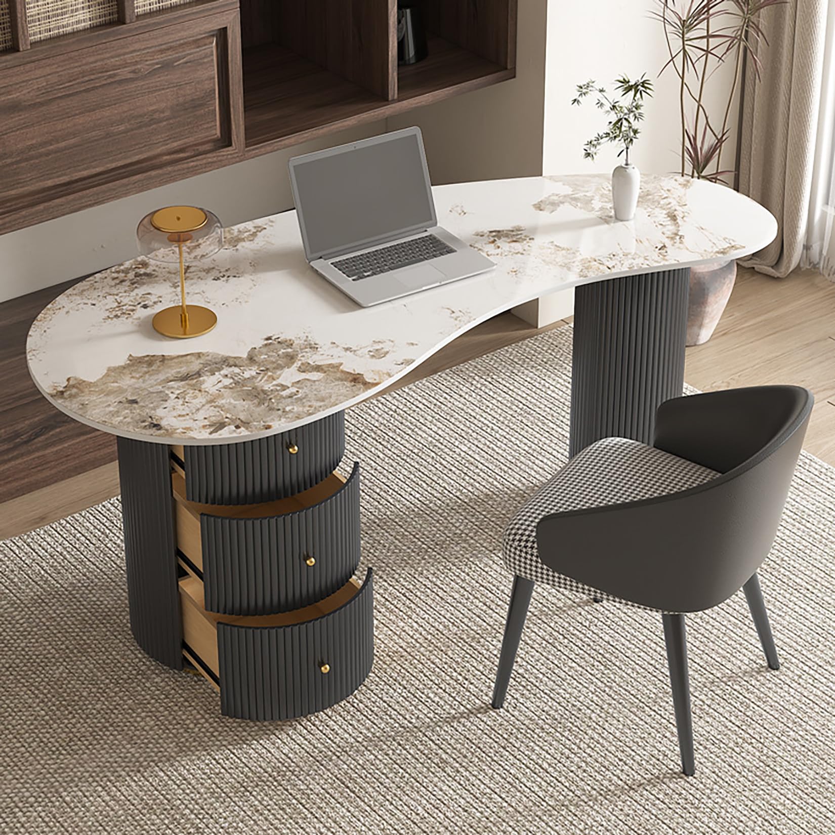 Banco reception di lusso con luce dorata, ideale per salone di bellezza, consultazione medica, negoziazione, ufficio domestico (senza sedie), dimensioni 180 * 70 * 75