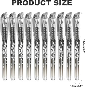 10Pcs Erasable Pens Black, 0.5mm Fine Point Gel Pens with Rubbers on the End, Smooth Writing Friction Pen that Rub Out, Eraser Pen Set for School Office Supplies Kids Adults