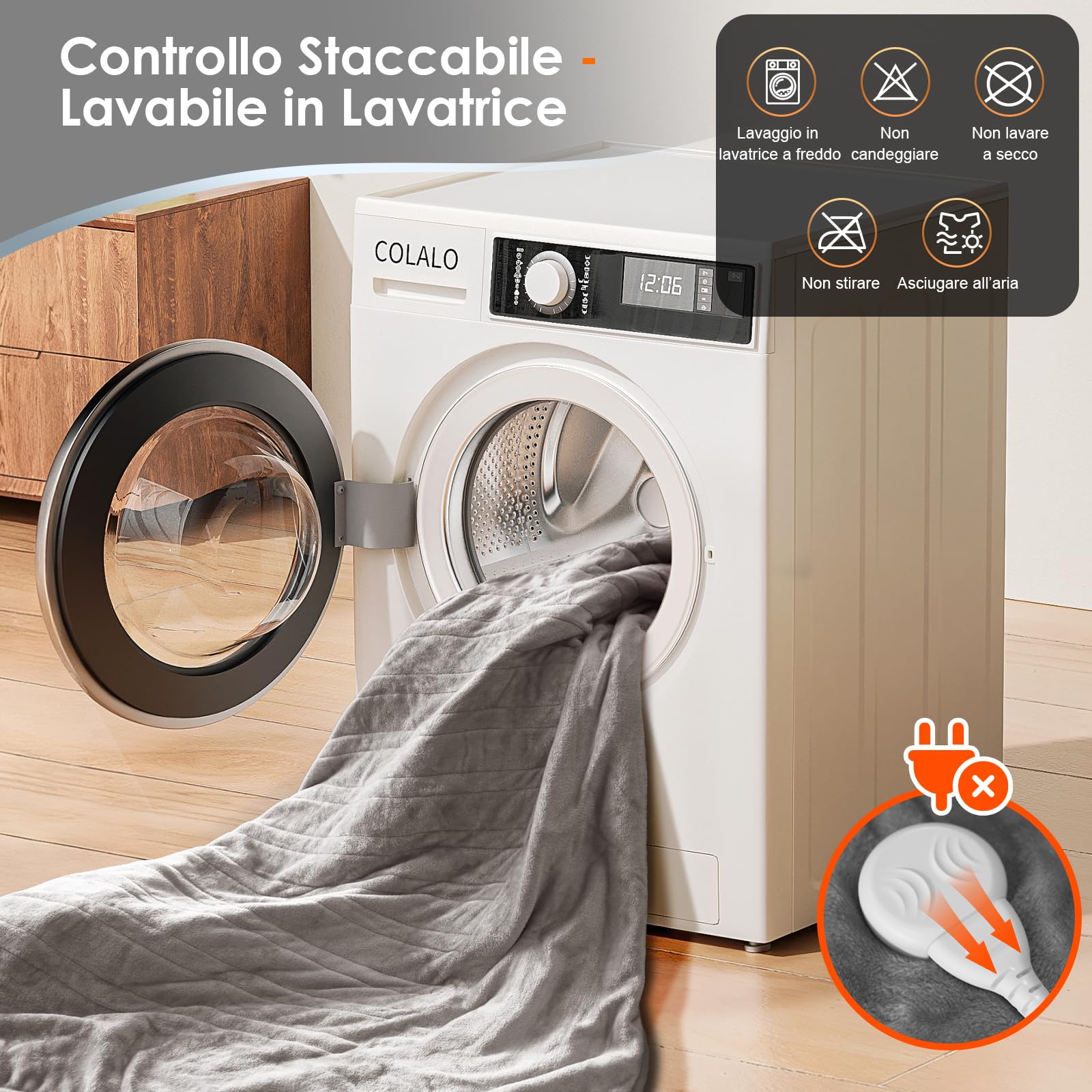 Coperta Termica 180x130 cm in Flanella, Coperta Riscaldante Elettrica con 9 Livelli & Timer 1-10H, Lavabile, Riscaldamento Rapido 150W, Morbida e Confortevole per 1-2 Persone Flanella soffice