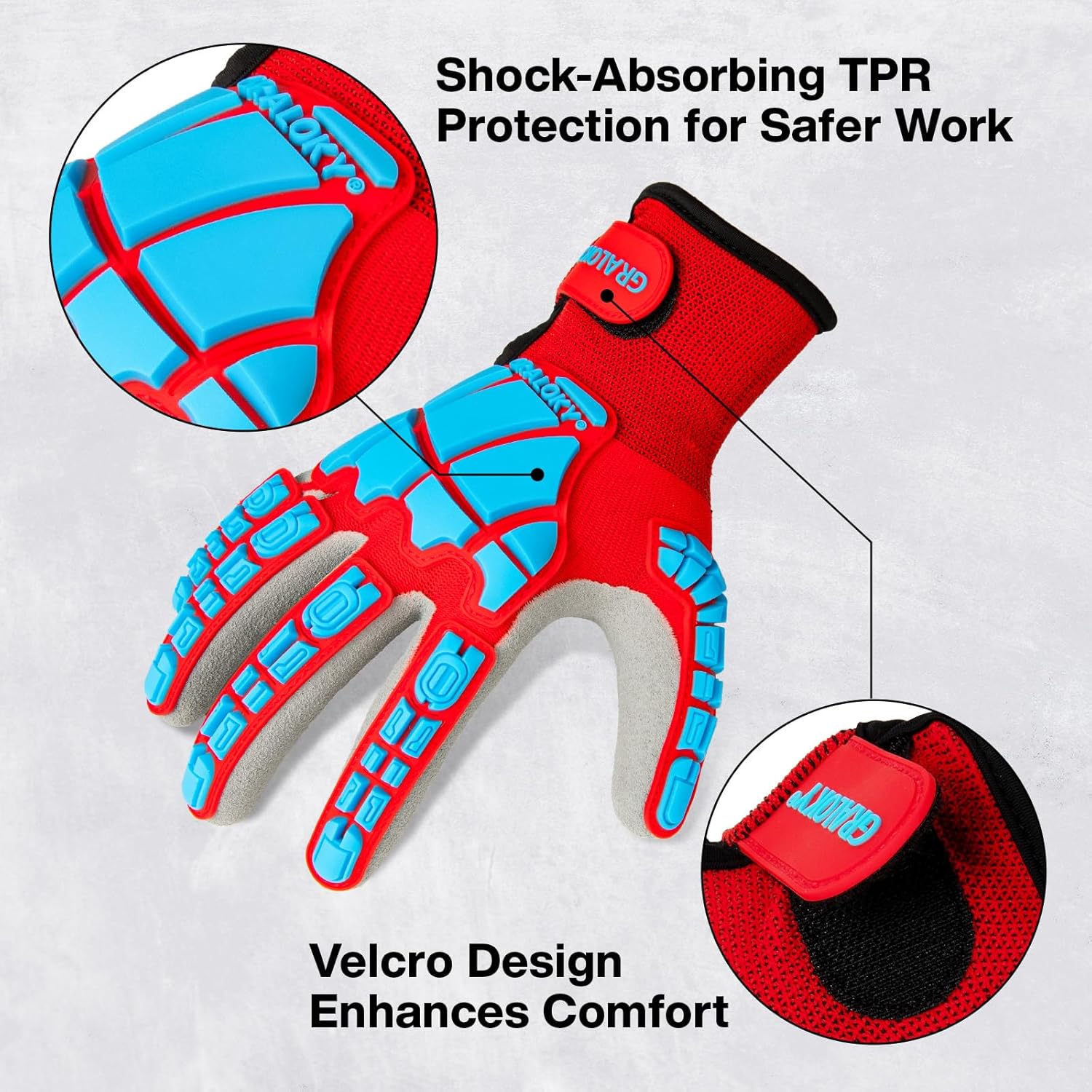 Safety Work Gloves for Men Women, Impact Work Gloves, Cut Resistant Gloves with TPR, Touchscreen Nitrile Grip Gloves - Image 2
