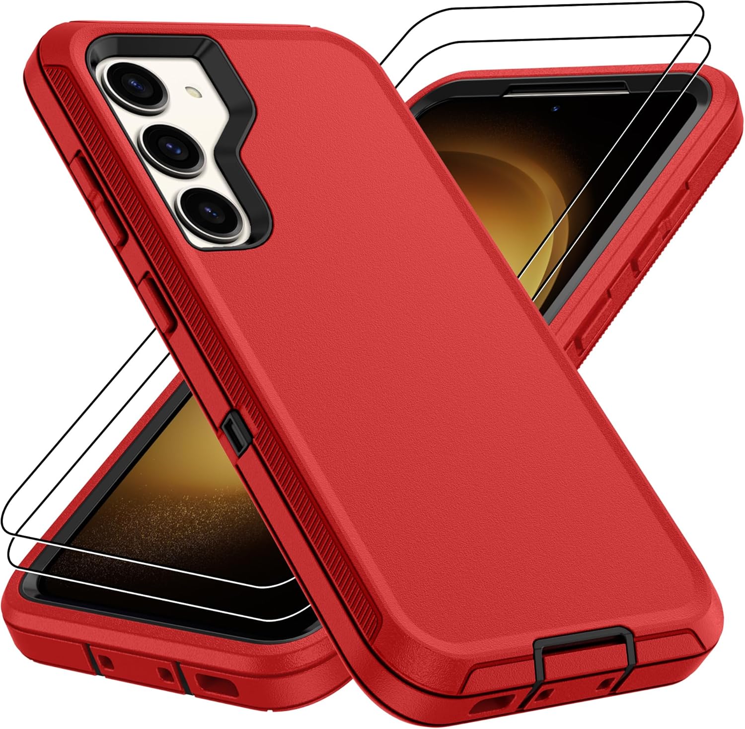 For Samsung Galaxy S23 Plus Case : 14FT Military Grade Drop Protection & Anti-Slip Design Phone Case with 2Pc HD Screen Protector,Shockproof/Dustproof/DropProof Protective Case for S 23 Plus-Red