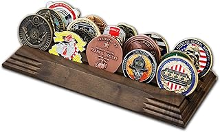 3 Row Challenge Coin Holder - Military Coin Display Stand - Amazing Military Challenge Coin Holder - Holds 14-19 Coins 3 Rows Made in The USA! (Solid Walnut)