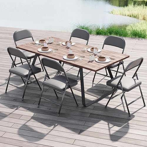 Miniatura 9 de Nazhura Paquete de 4 sillas plegables con cojines de vinilo acolchados con cojín cómodo y marco de acero duradero para el hogar y la oficina, para