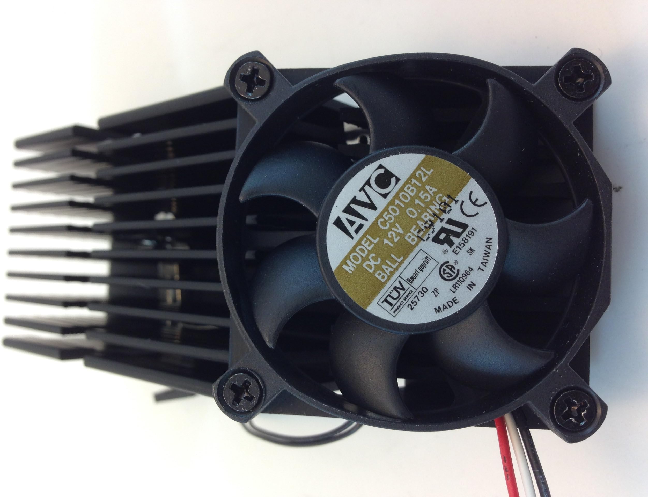 AVC Cooling Fan W/HEATSINK, 50mm SQ 130mm X 40mm X 50mm Overall, TX3 3PIN Connector