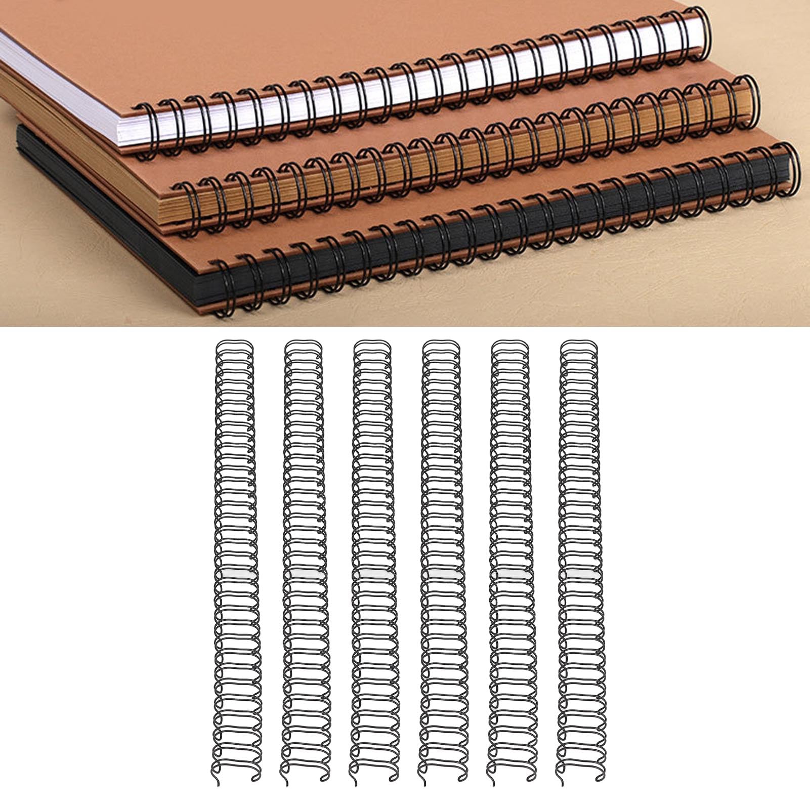 50 Stück Doppelschlaufen-Drahtbinderücken, 180 Blatt Kapazität, 3:1 Teilung, 34 Schlaufen, 19 Mm Durchmesser, Set-Set für A4-Papier, Schwarz, 50 Stück Doppelschlaufen (BLACK)