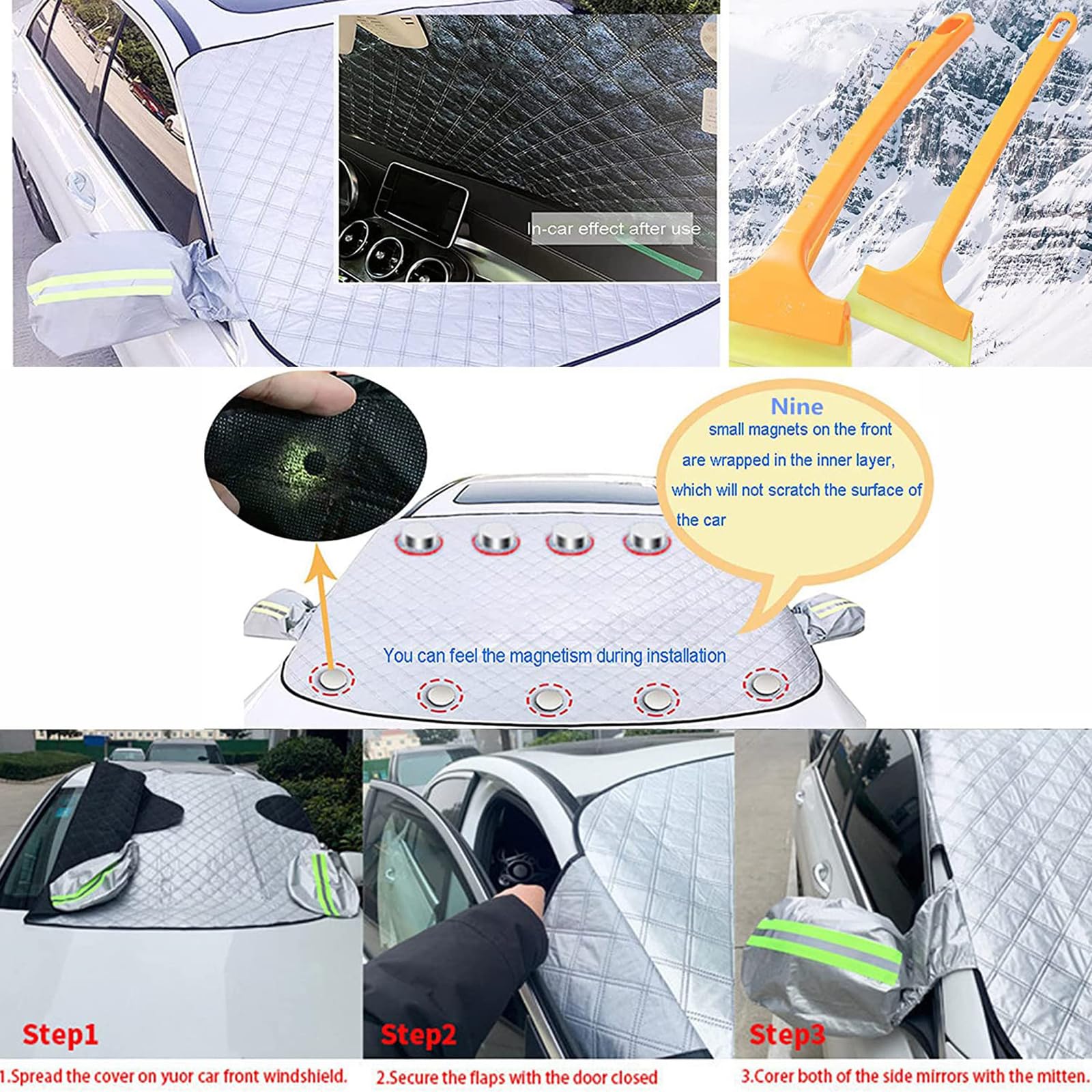 Pare-soleil Pare-brise Avant Pour Peugeot 208 (2012-2024) - Protection Anti-givre, Neige, Soleil - Repliable, Universel - 8