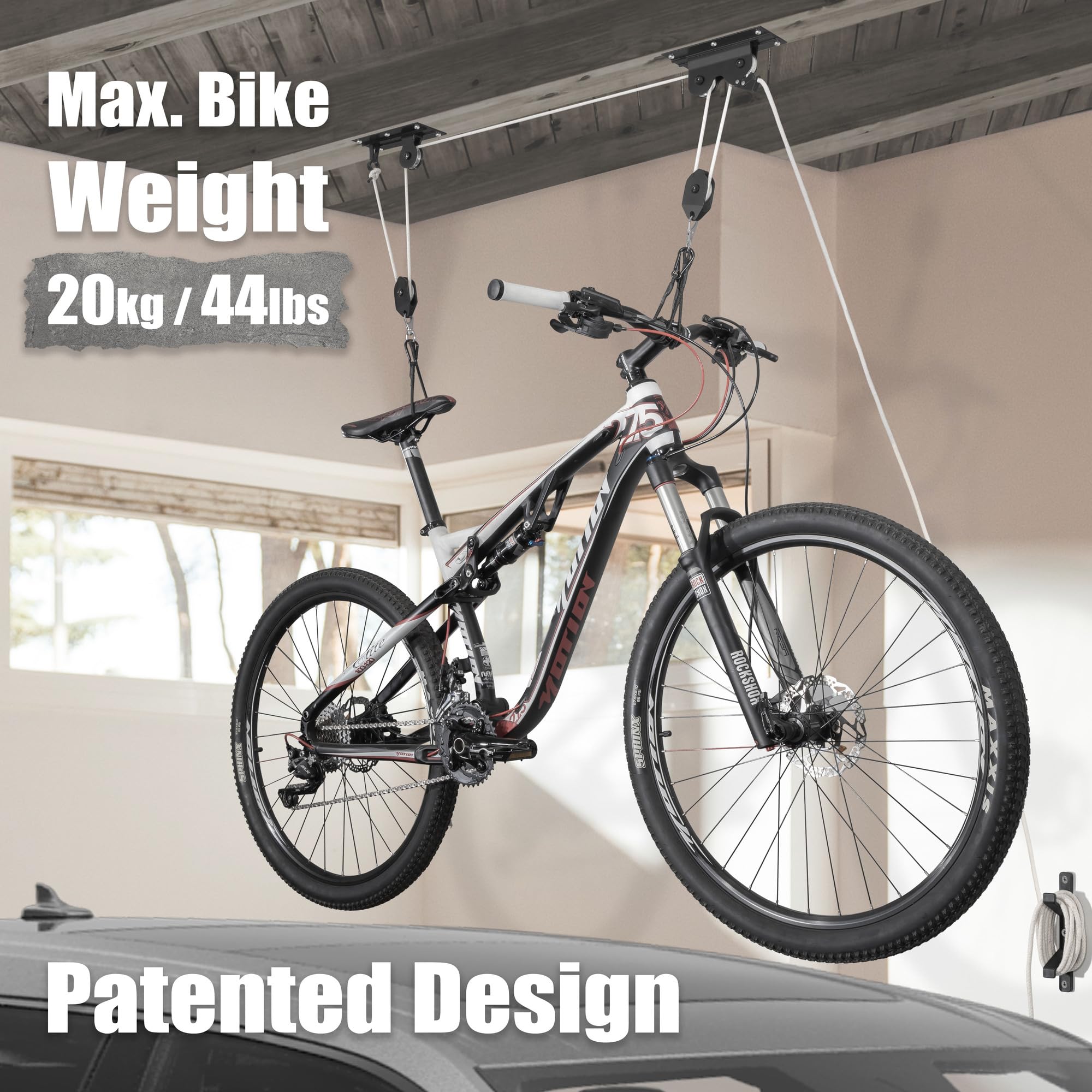 Snapklik.com : Ceiling-Mounted Bike Hoist Rack - Secure Bike Storage ...