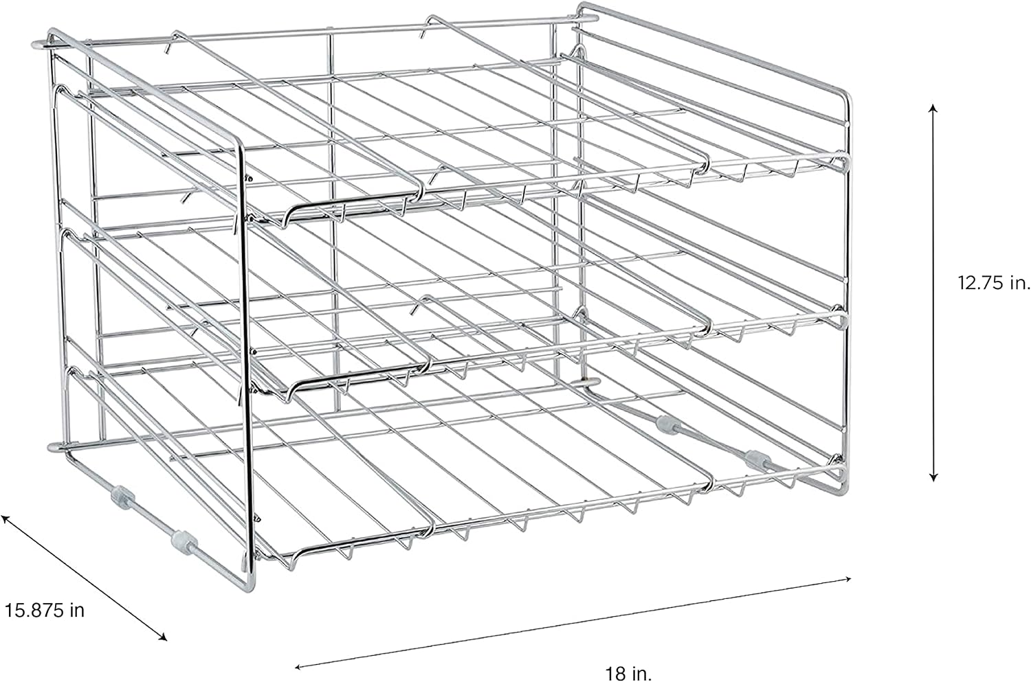 Organize It All Deluxe 3 Tier Storage Chrome Can Rack, 12.75 in. high x 15.875 in. wide x 18 inches deep