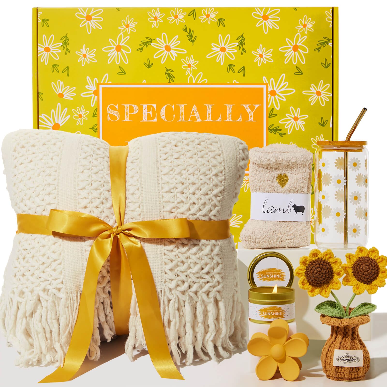 Birthday Gifts for Women, Christmas Self Care Get Well Gifts Baskets for Women, Sending Sunshine Sunflower Care Package, Thinking of You Thank You Inspirational Gift for Friend, Mom, Sister, Wife-image-15