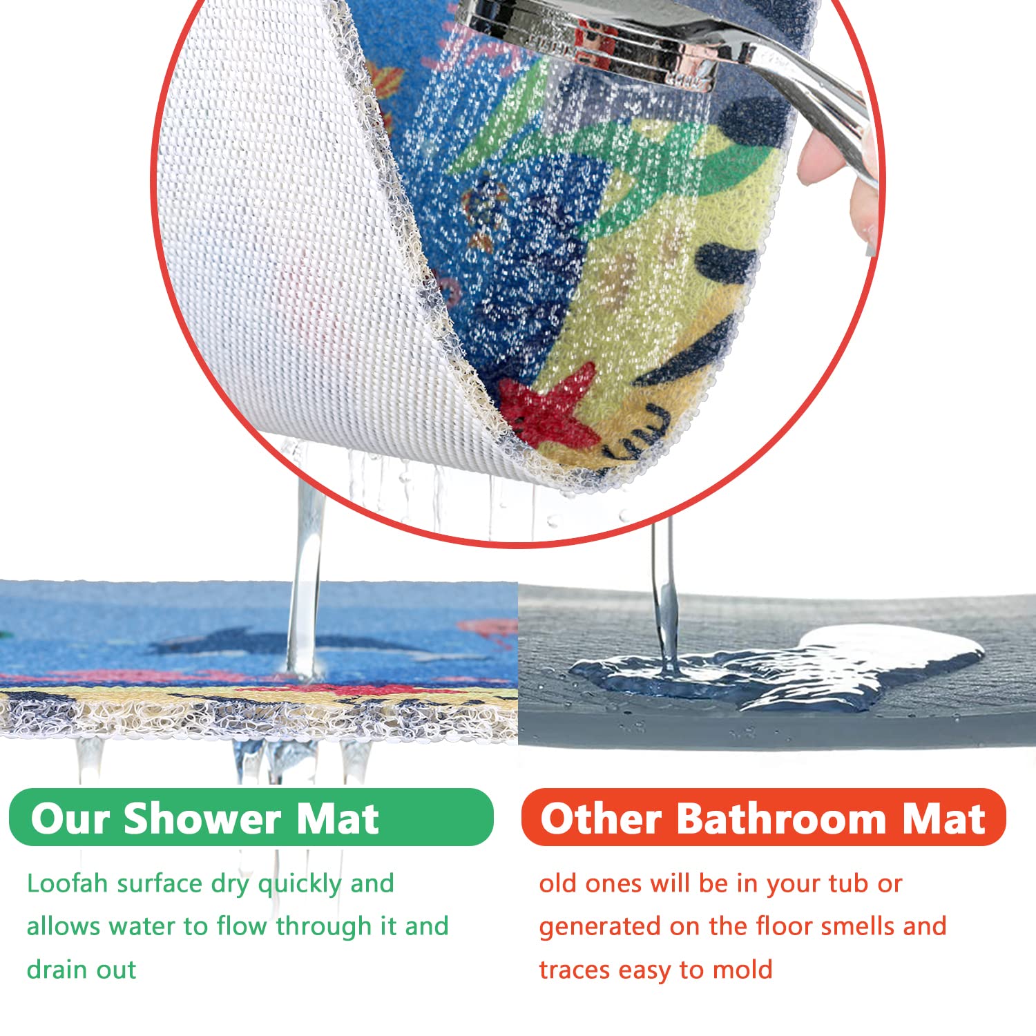 ZOKBOM Square Shower Mat Non Slip - Image 3
