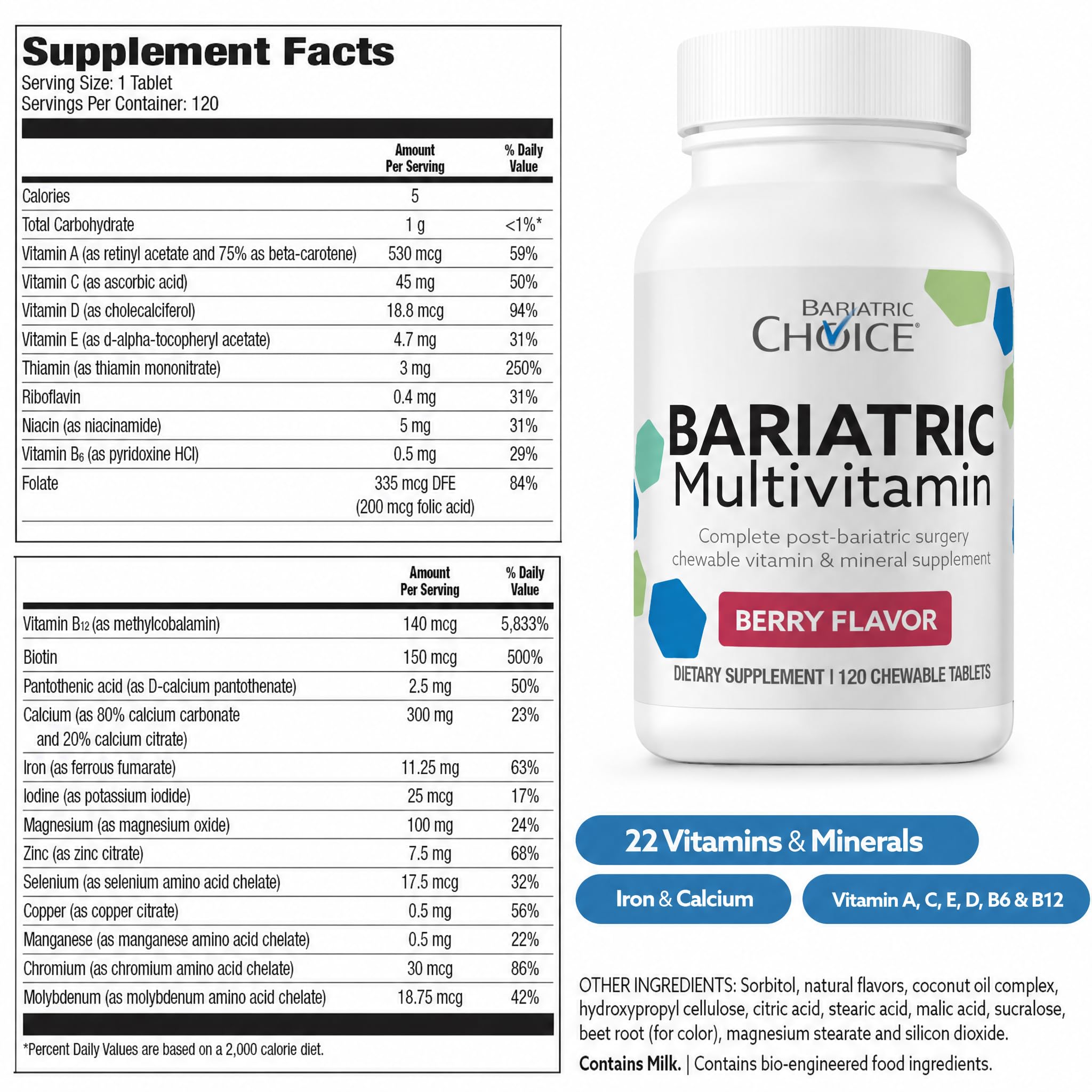 Bariatric Choice Chewable Multivitamin with Iron & 300mg Calcium, 30-Day — Amazon image 7