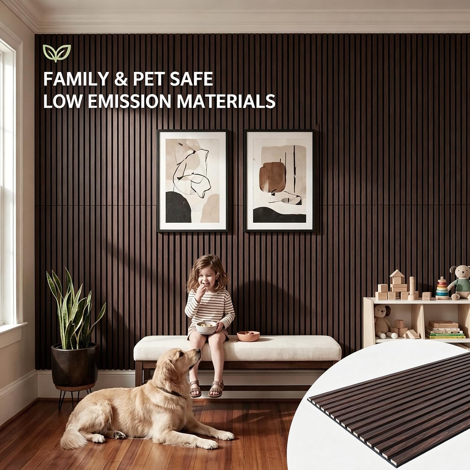 Wood Slat Wall Panels - 4 Pack 47.2" × 23.6" - Acoustic Sound Proof Panels Noise Reduction for Home Office Studio, 3D Fluted Sound Dampening Absorbing Panels, Dark Walnut