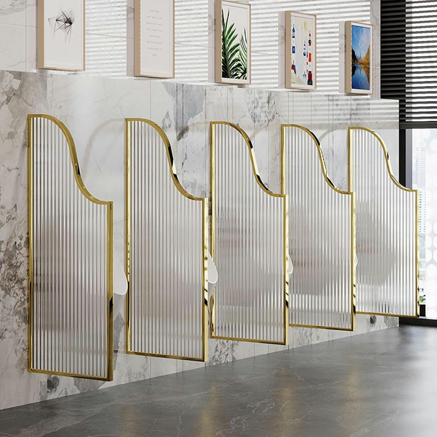 Generico Schermo divisorio per orinatoio in Vetro temperato - Parete divisoria per WC Maschile, Accessorio da Bagno Resistente ed Elegante