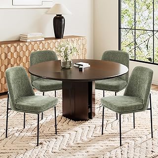 COLAMY Dining Chairs Set of 4, Modern Dining Chairs, Fabric Upholstered Dining Chairs, Kitchen Chairs with Curved Back and Metal Legs for Dining Room Kitchen Restaurant, Green
