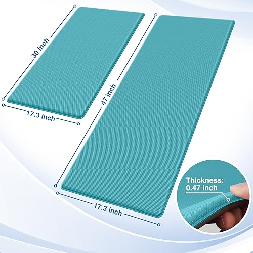 Miniatura 50 de StepRite Tapetes de cocina, 2 tapetes acolchados, antifatiga, para piso, de escritorio, antideslizante, impermeables, oficina, alfombras de 17.3 x
