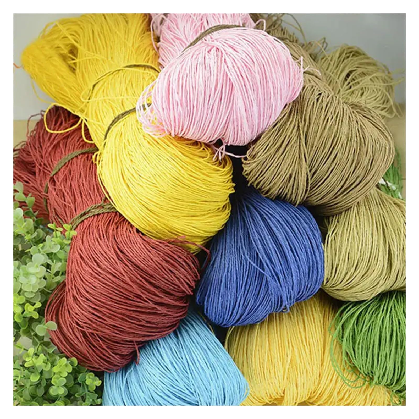 HäKelgarn Raffia-Strohgarn, Strickgarn, Häkelgarn, Sommerhutgarn, Raffiafaden for Häkeln, Stricken, DIY, handgefertigt(Color 3)