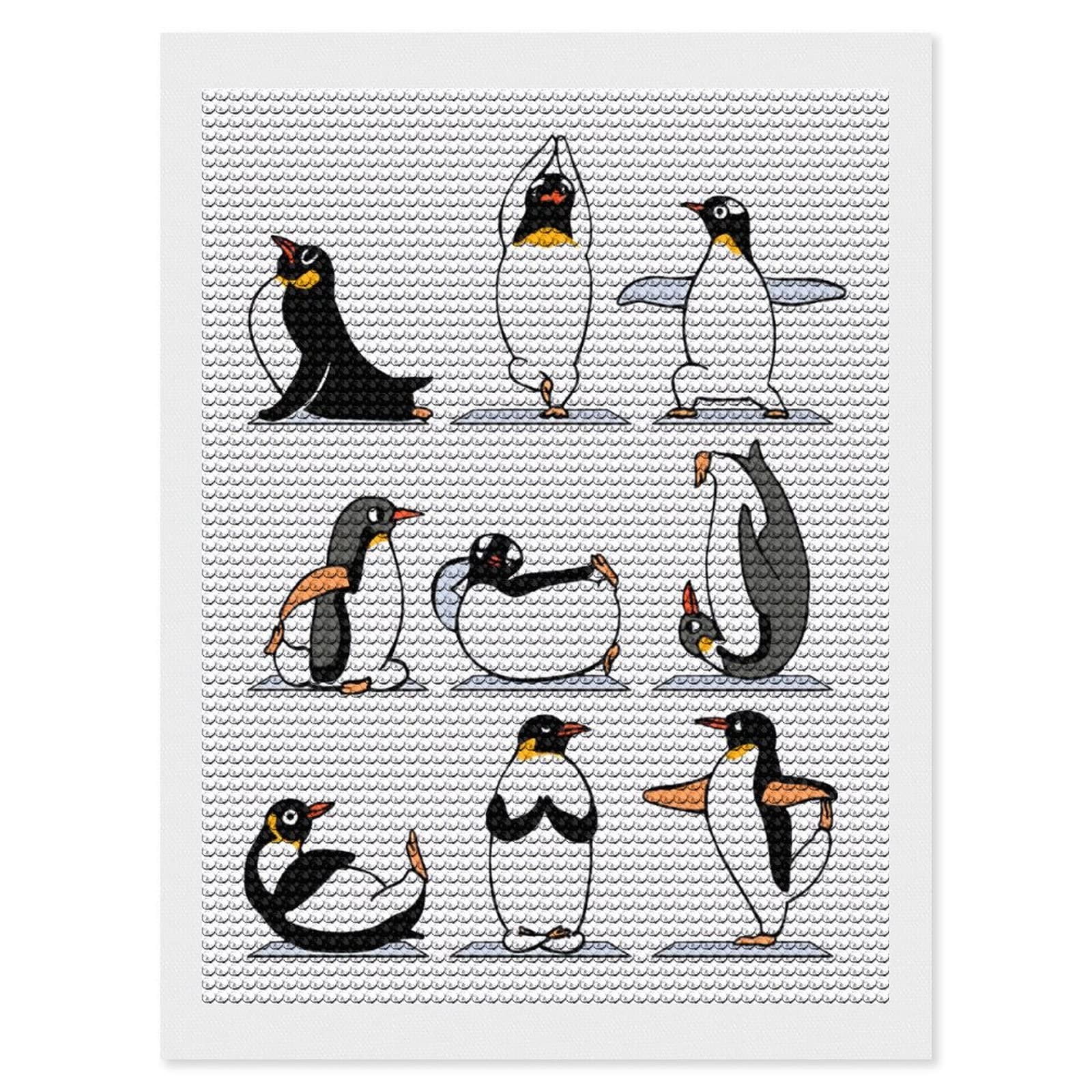 Amazon | ダイヤモンドアート おもしろ ペンギン ヨガ キット 手芸