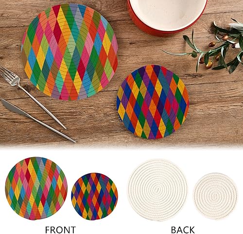 Miniatura 121 de Trivets for Hot Dishes Pots and Pans 2 PC Pot Holders Heat Resistant Cotton Round Potholders for Kitchen Countertop Decorative Autumn Maple Leaves