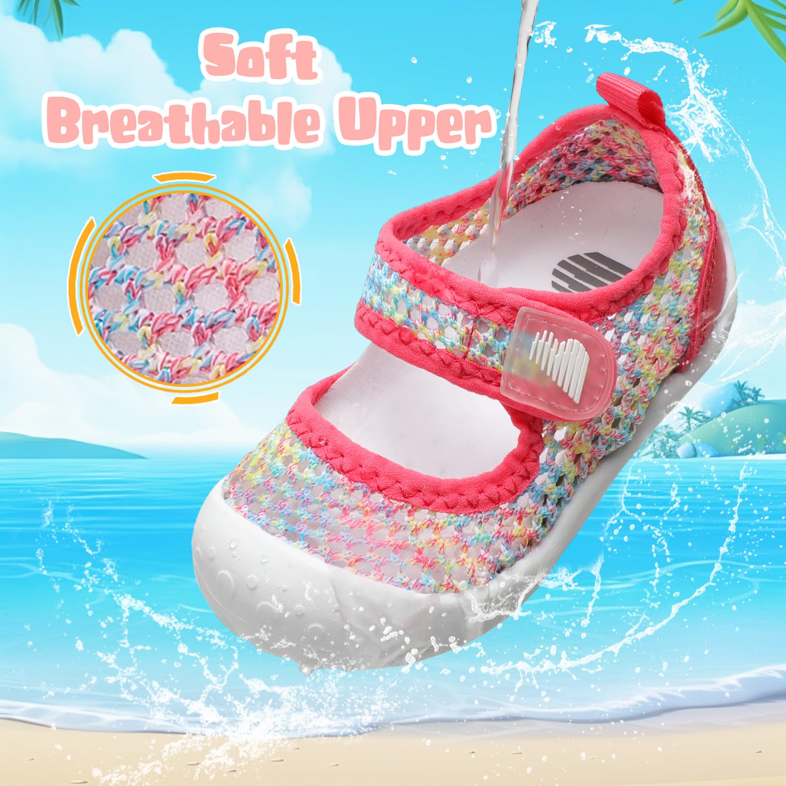 BARERUN Baby Unisex Baby Sandal and Water Shoe Unisex-Child Walking Shoes Water Shoes Kids Closed Toe Water Shoes Pink Toddler Shoes Size 10-10.5