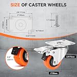 2" Plate Caster Wheels Heavy Duty 600 Lbs Load Capacity Swivel Casters with Brake Set of 4, Safety Dual Locking, No Noise Wheels for Furniture, Carts (Free Screws and Screwdriver)