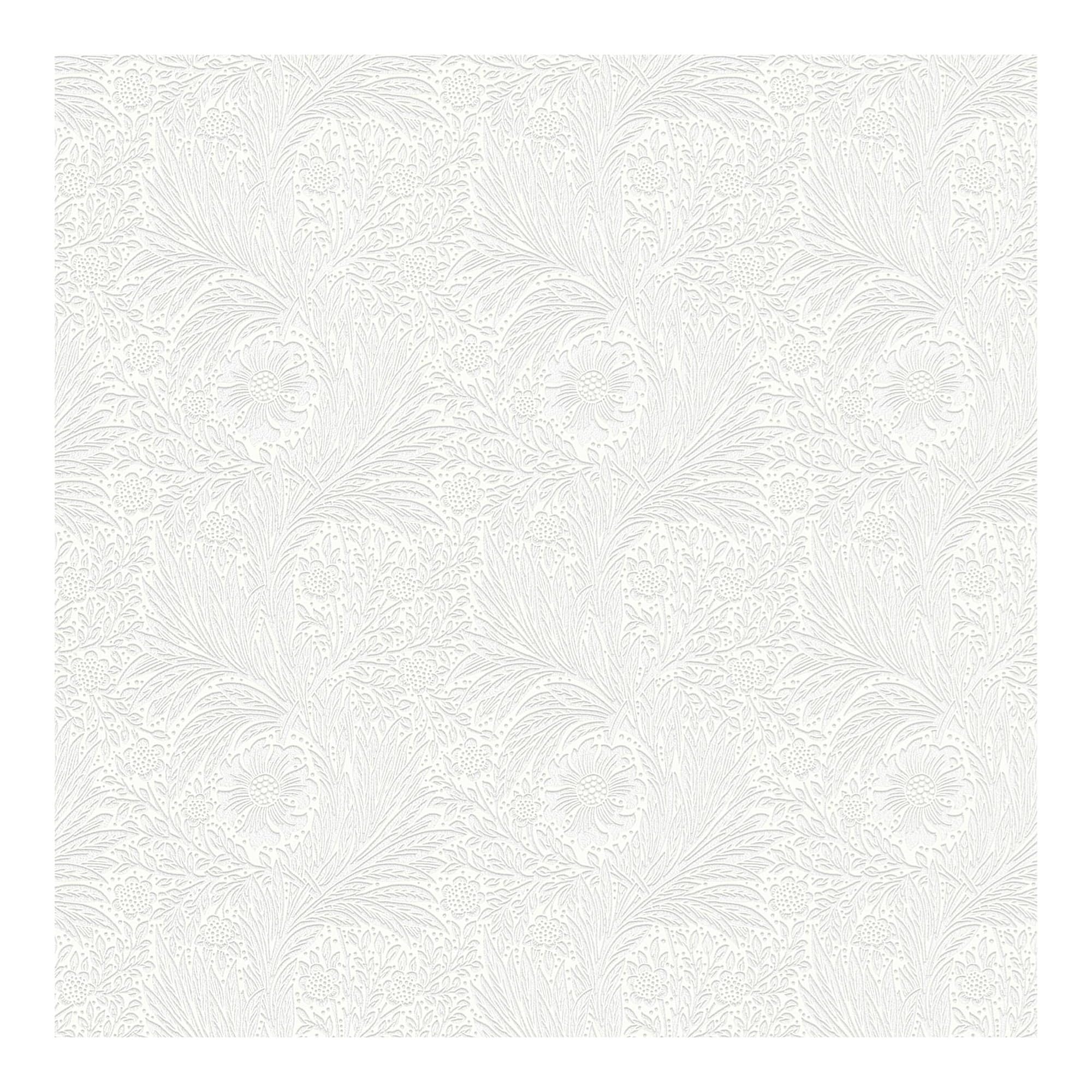 William Morris at Home Marigold Paintable Wallpaper | Paste the Wall | White Floral | Eco-Friendly