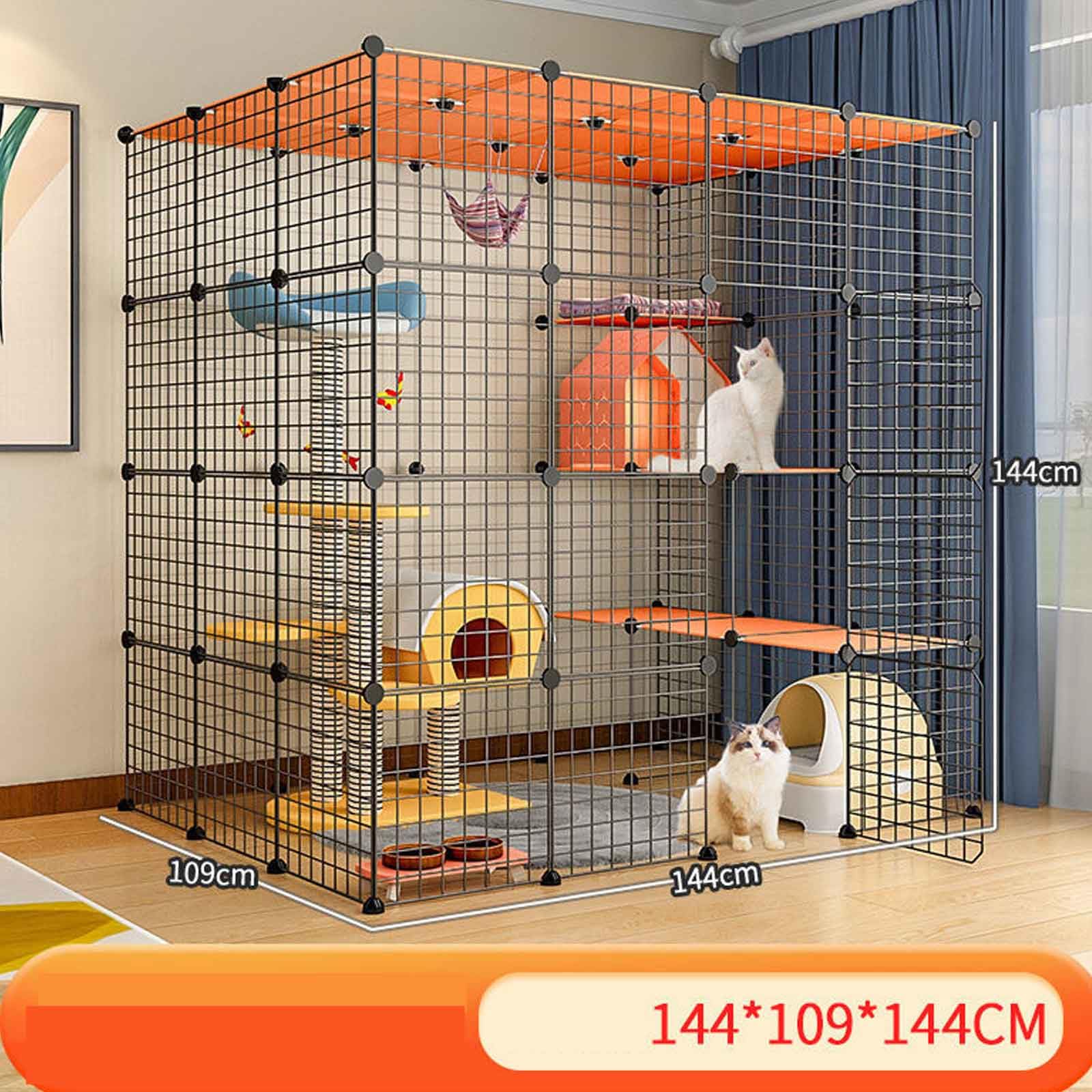 Amazon.co.jp: 猫ケージ 屋内用 大型 屋根付き 子猫用ペン 猫ハウス