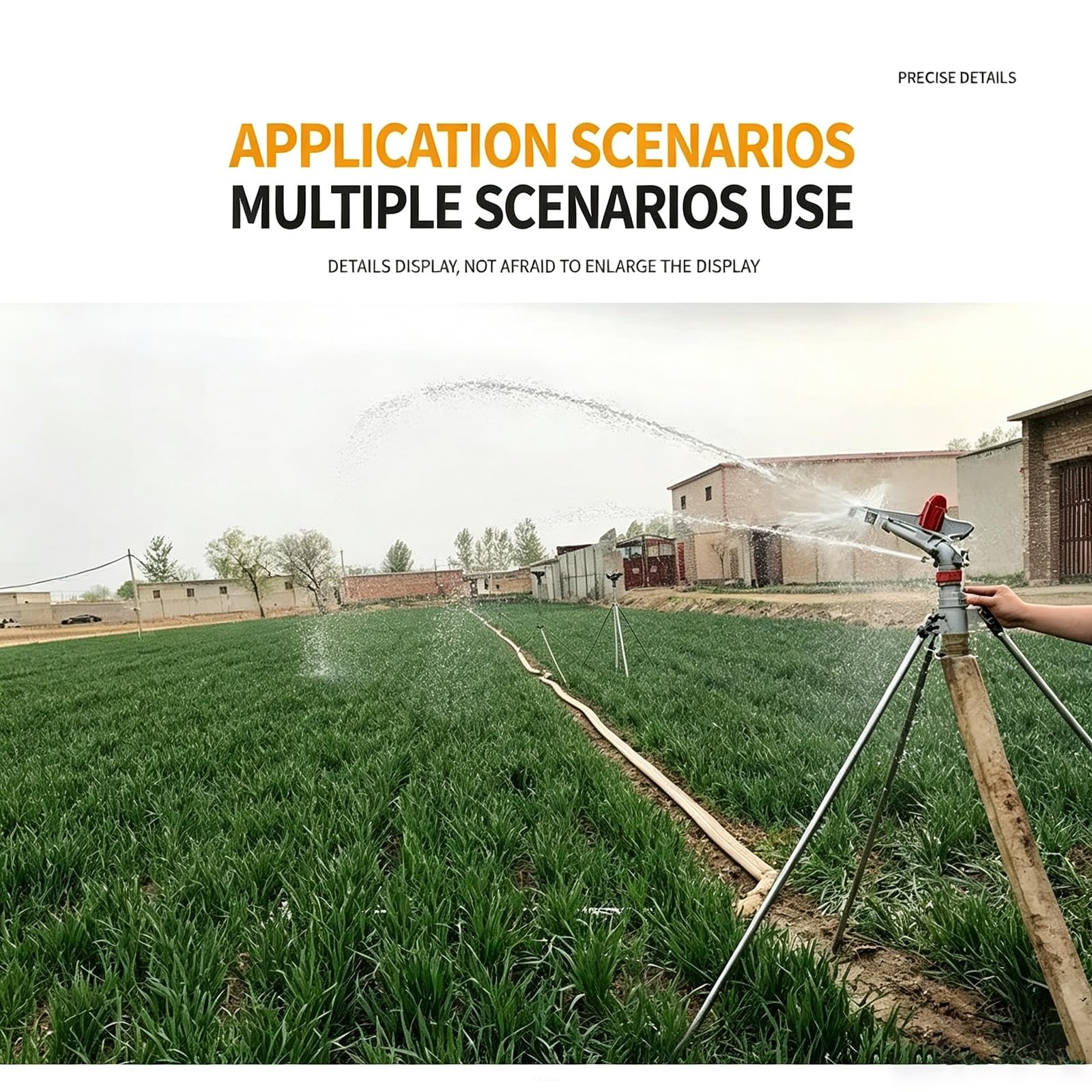Aspersor De Riego De Alta Resistencia para Patios Grandes, Cabezal De Impacto Ajustable De 0-360° con Amplia Cobertura, Cañones De Agua Giratorios Automáticos De Aleación De Zinc Y Aluminio
