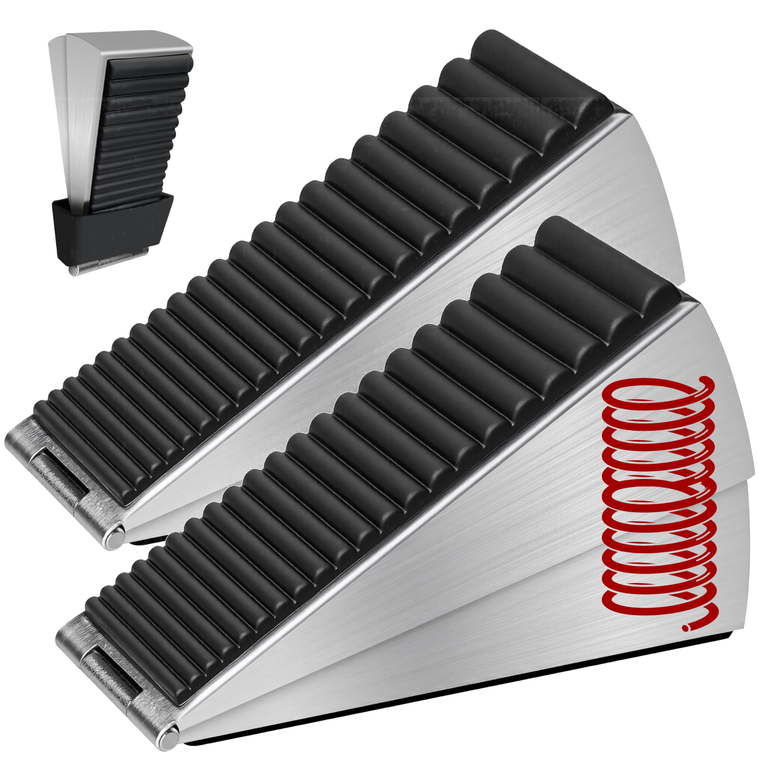 Tope de puerta resistente más fuerte, con resorte con soporte, alto de hasta 3 pulgadas, tope de puerta de acero inoxidable más fuerte para parte inferior de cualquier puerta pesada, paquete de 2