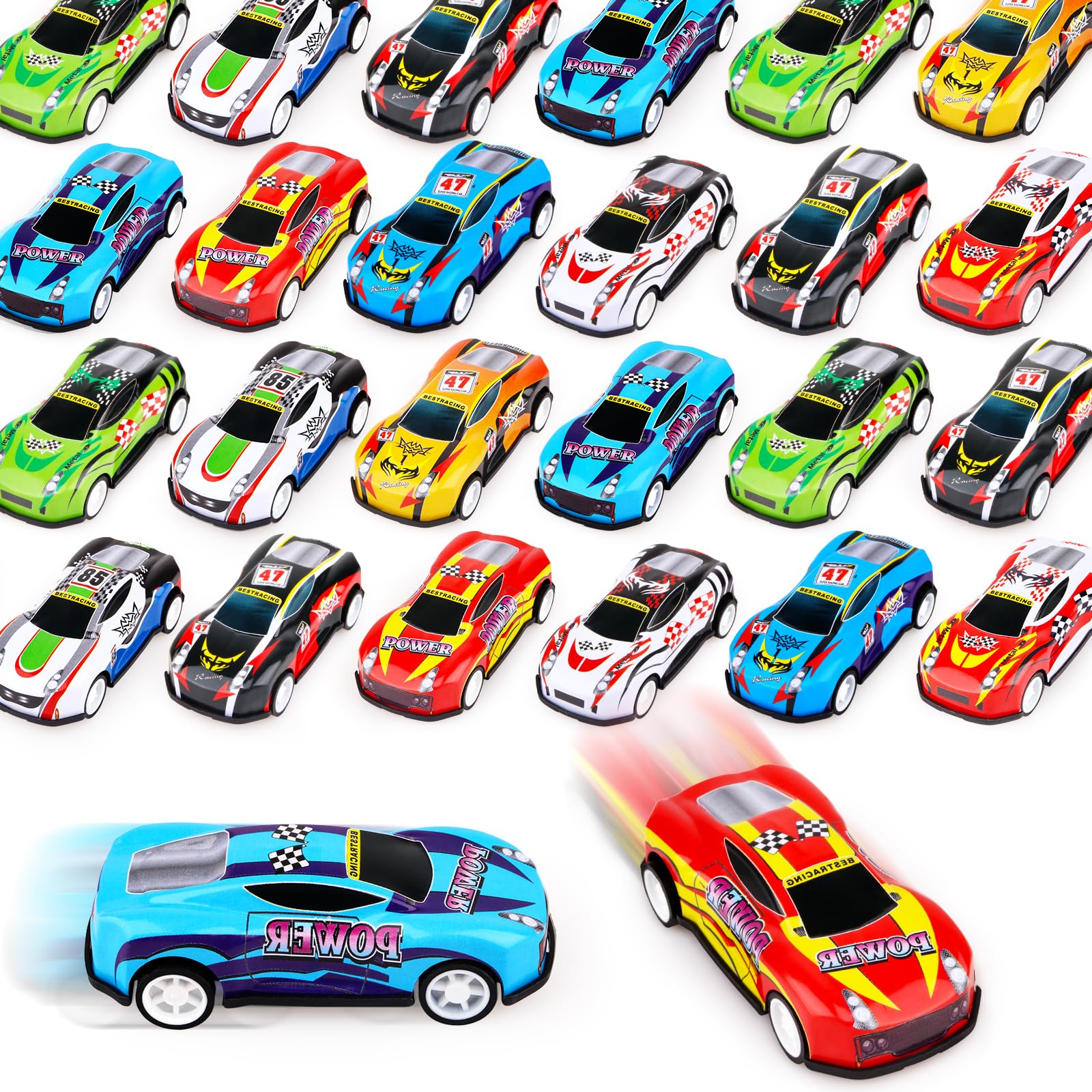 Adecortalk 28 Pcs Pull Back Cars for Kids, Mini Vehicles Toy Bulk Party Favor Racing Cars Toys for Toddlers Boys Girls Ages 3-8, Goodie Bag Stuffers