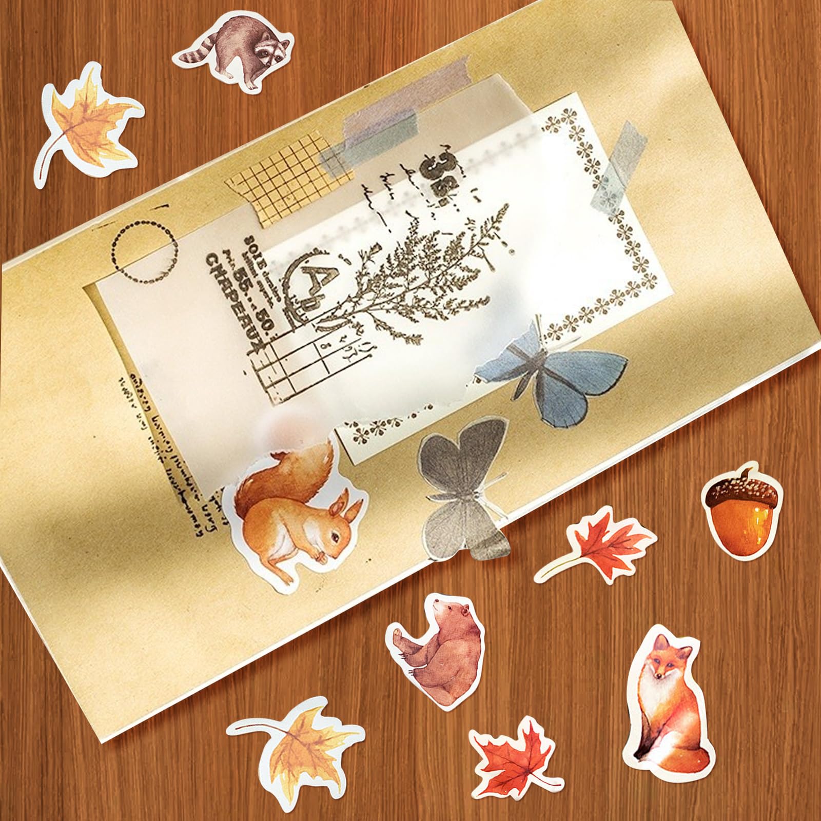 46 Adesivi Autunnali Per Scrapbooking – Tema Animali, Foglie D'acero, Funghi, Decorazione Per Laptop, Album, Regali Fai Da Te
