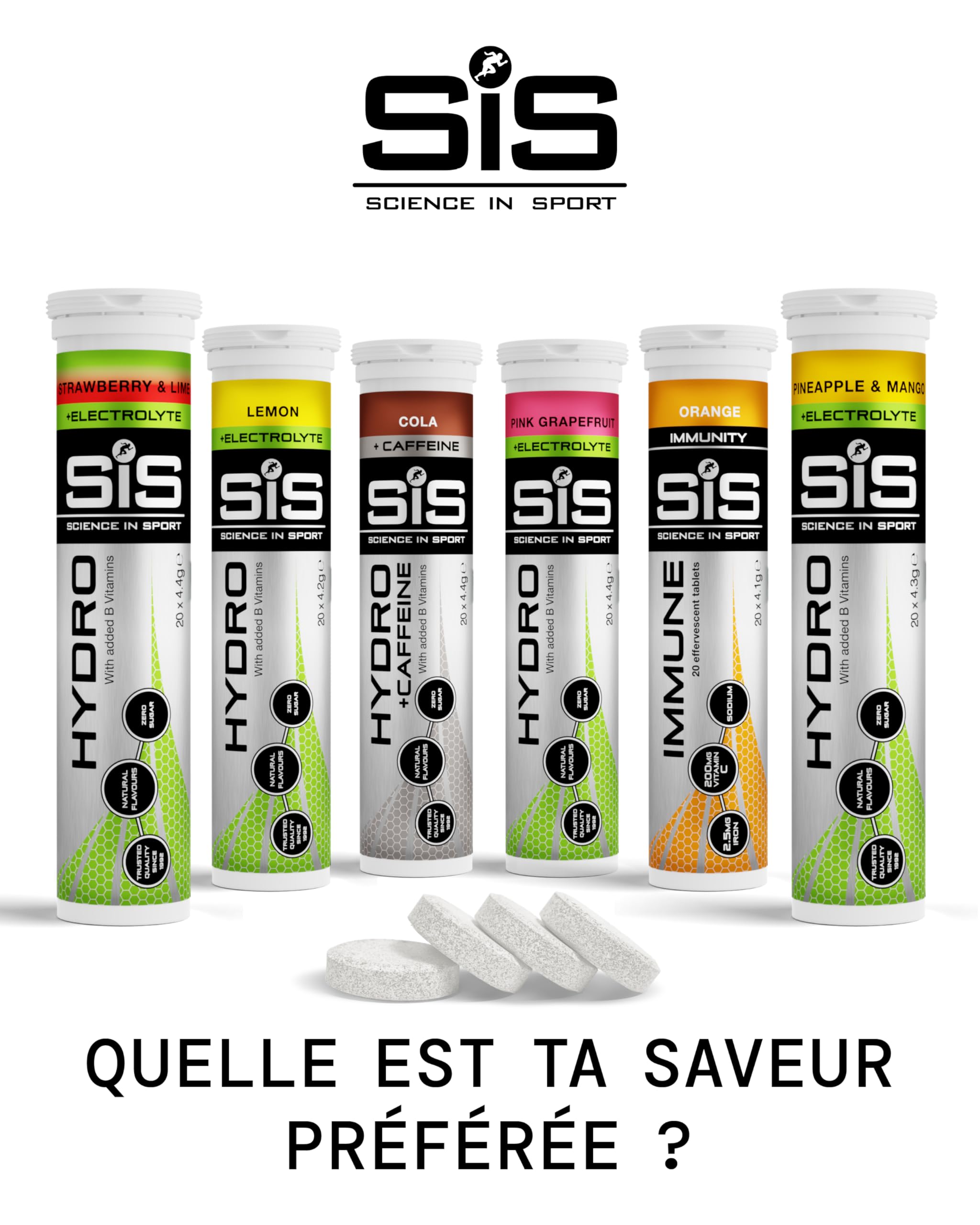 Science in Sport HYDRO Comprimés 3 x 20 pcs Fruits rouges - Comprimés électrolytes, vegan, comprimés effervescents pour équilibre électrolytique (emballage peut varier)