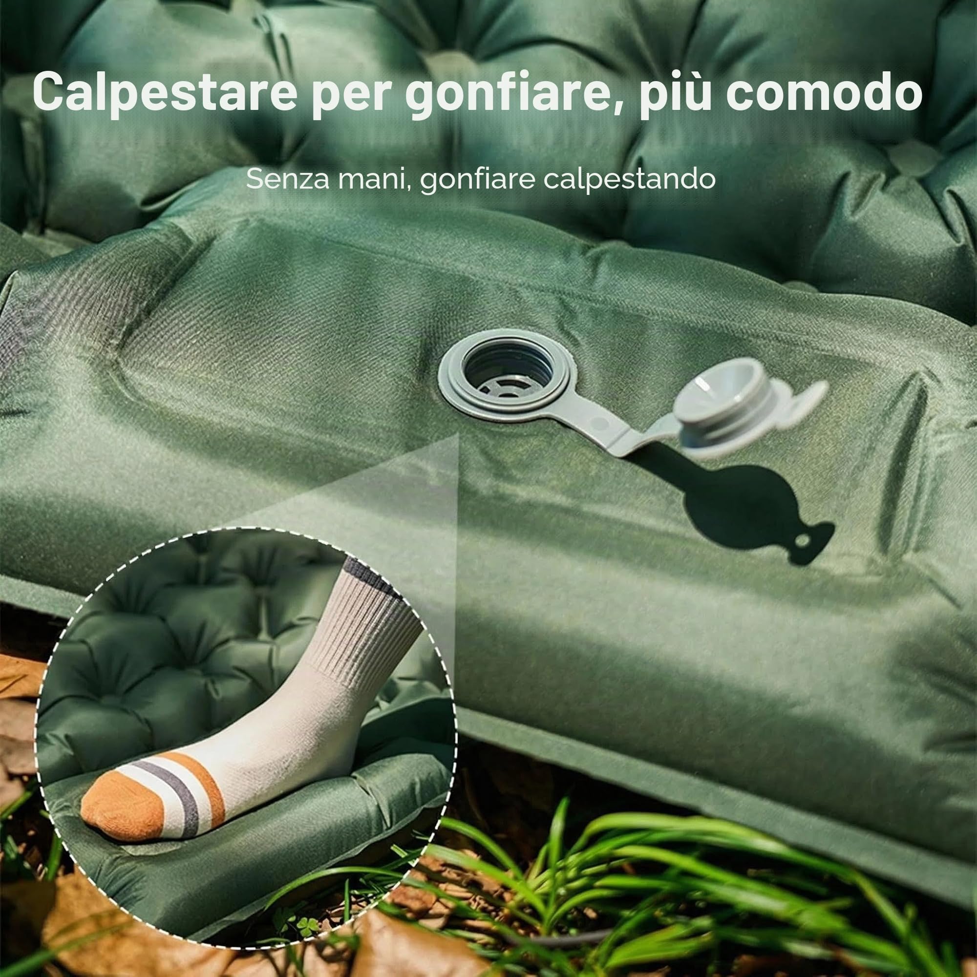 Materassino Campeggio, Autogonfiabile Materasso Gonfiabile Singolo Con Pompa A Pedale, Materassino Gonfiabile Con Cuscino, Compatto E Leggero, Ideale Per Campeggio Trekking Viaggi Tenda