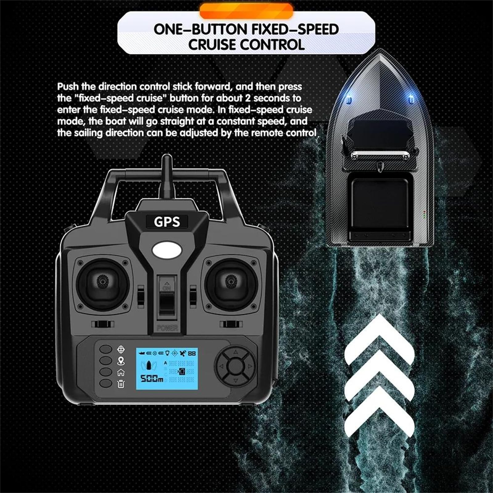 Barco cebador con Control Remoto GPS v060 150 Puntos posicionamiento Carga de 2 kg Retorno automático anidamiento automático Barco Pesca Nocturna Carpas buscador Peces,18000ah,Single Battery