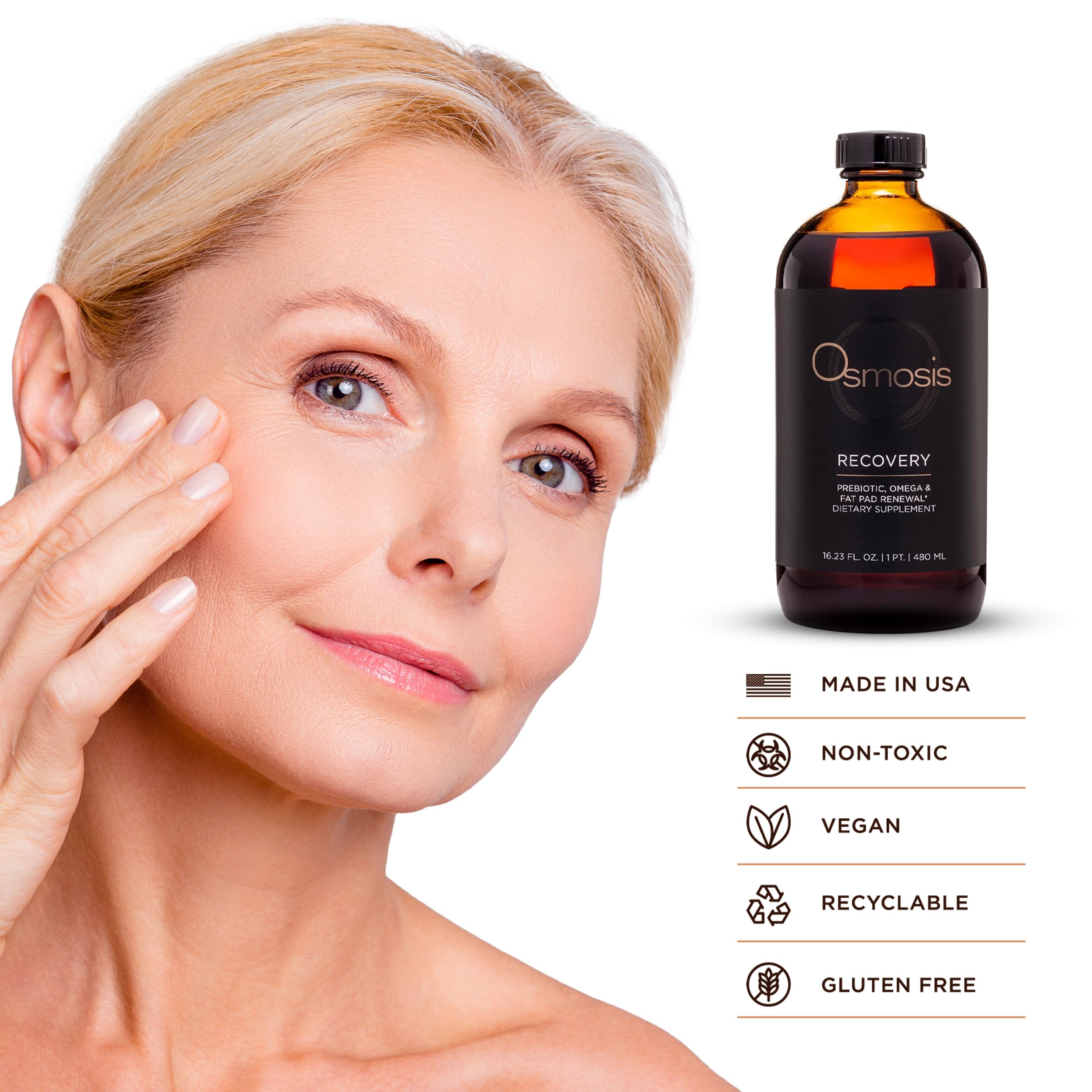 Osmosis Recovery Supplement, Supports Renewal of Fat Pads, For Youthful Looking Skin, 16.23 Fl Oz