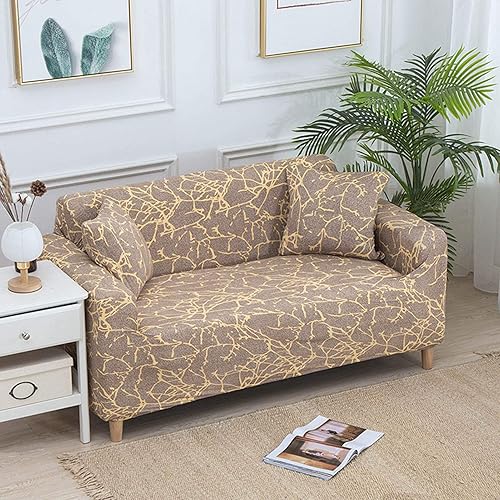 Miniatura 2 de Fydun Elastic Sofa Cover Polyester Fiber Furniture Sofa Living Room Decor Light Tan 3 for Seats Wide Range of Uses (1 Seater 170x170cm)