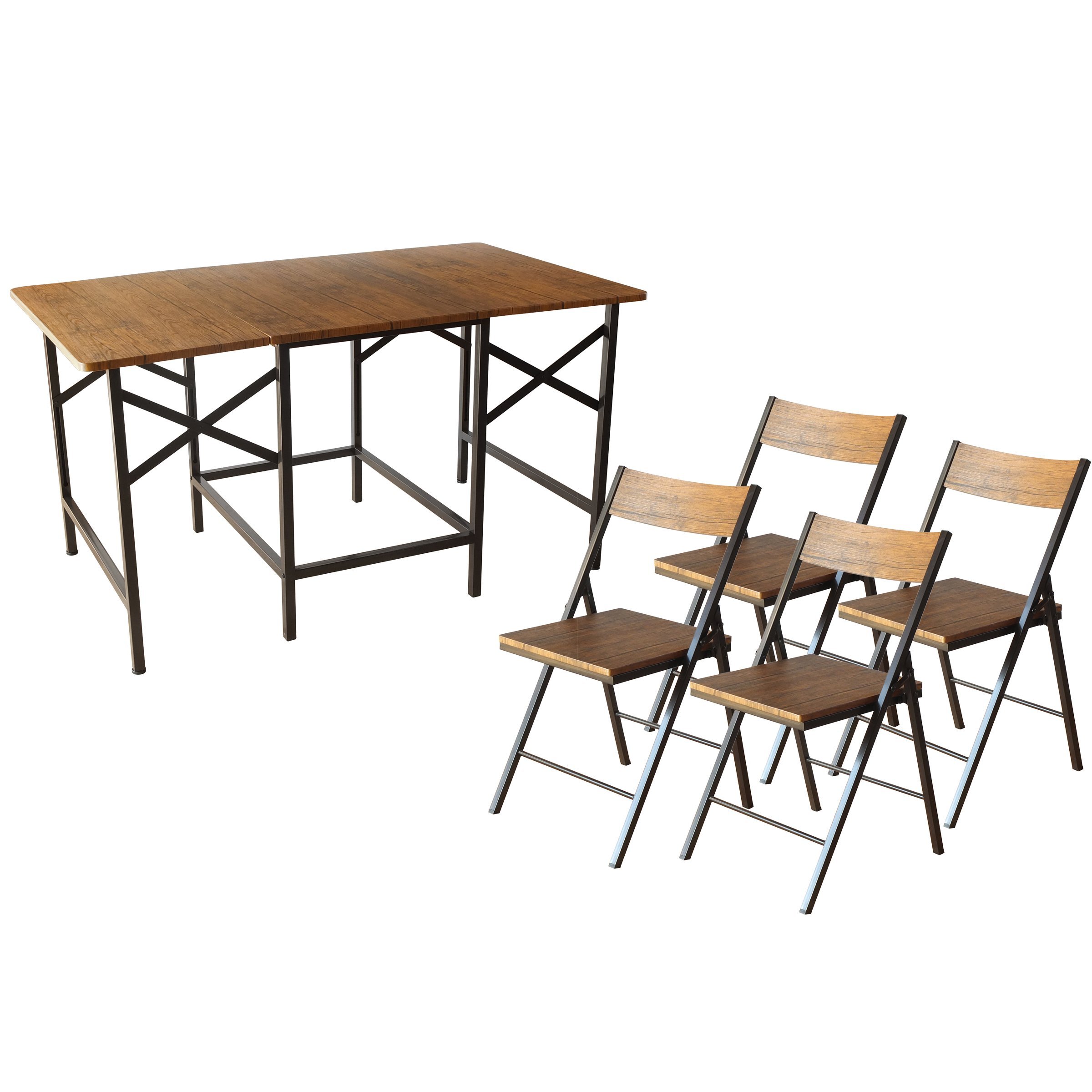 Amazon｜North Orange ダイニング5点セット 4人用 伸長式テーブル