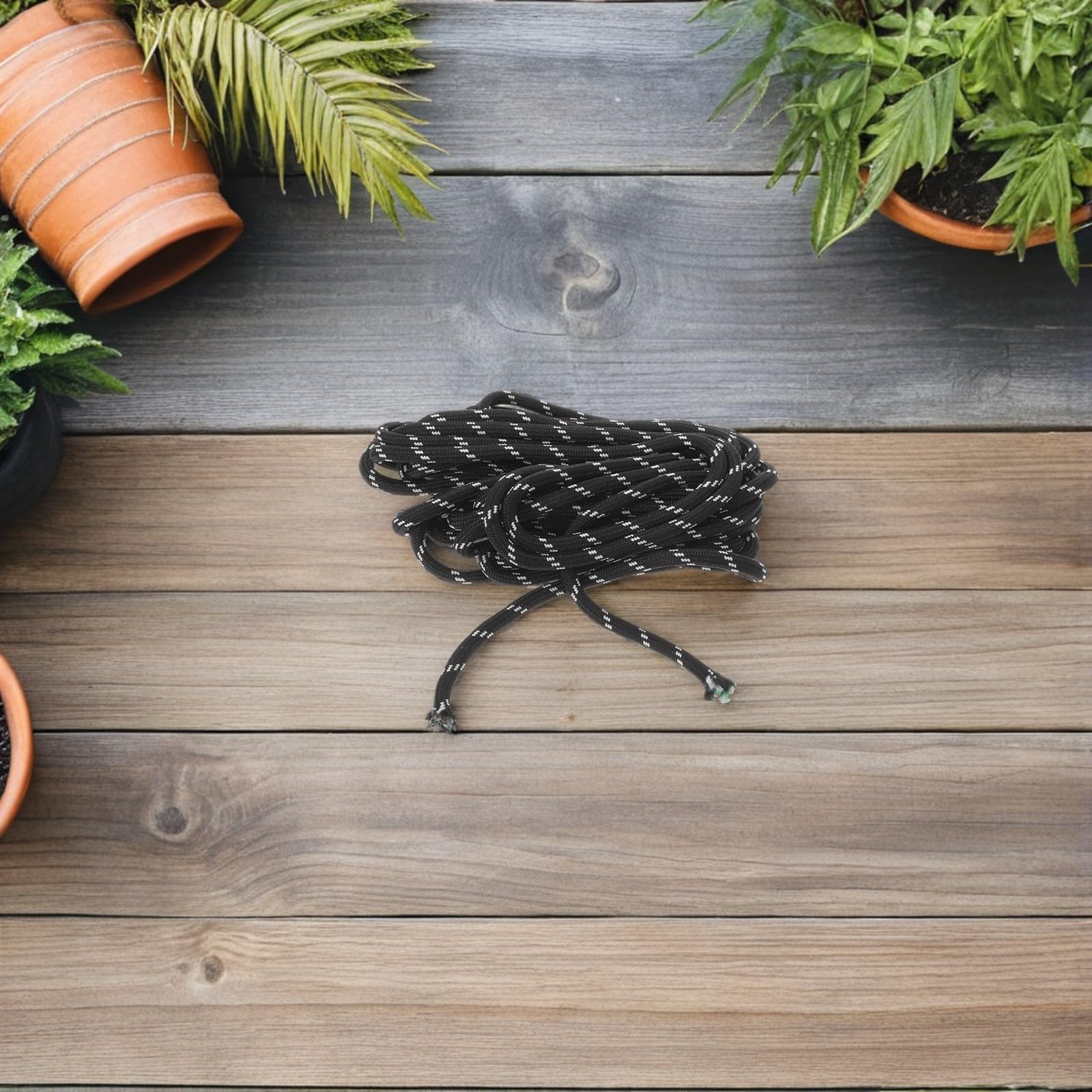 SHINEOFI Sonnenschirm Ersatzseil Geflochten 9m Schwarz Polyester Schirmseil für Outdoor Terrassenschirme und Selbstgemacht Reparaturen