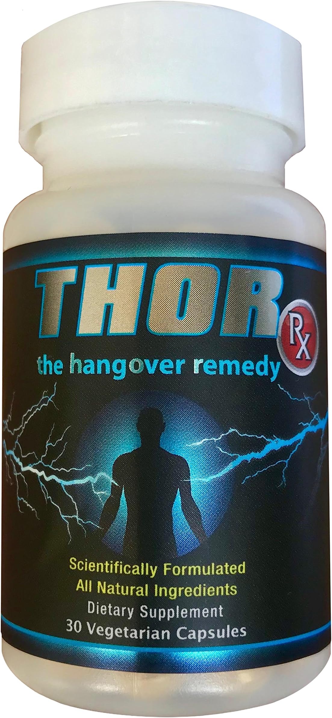 Thor Rx for Hangovers - Leading Remedy, Recovery and Prevention - Scientifically Formulated to Relieve Symptoms of Drinking Alcohol When Hungover โ (30 Vegetarian Capsules)