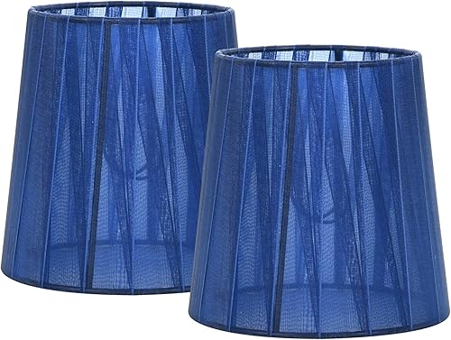 LAMPWELL KORA - Juego de 2 pantallas pequeñas con clip para lámpara de pared, barril pequeño, 5.2 x 4 x 5.2 pulgadas, cinta orgánica, hechas a mano,