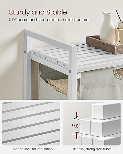 Miniatura 5 de VASAGLE Cesta de lavandería, cesta de ropa, clasificador de ropa con bolsa extraíble y removible, estante, estructura de metal, 17.2 galones (65 L),