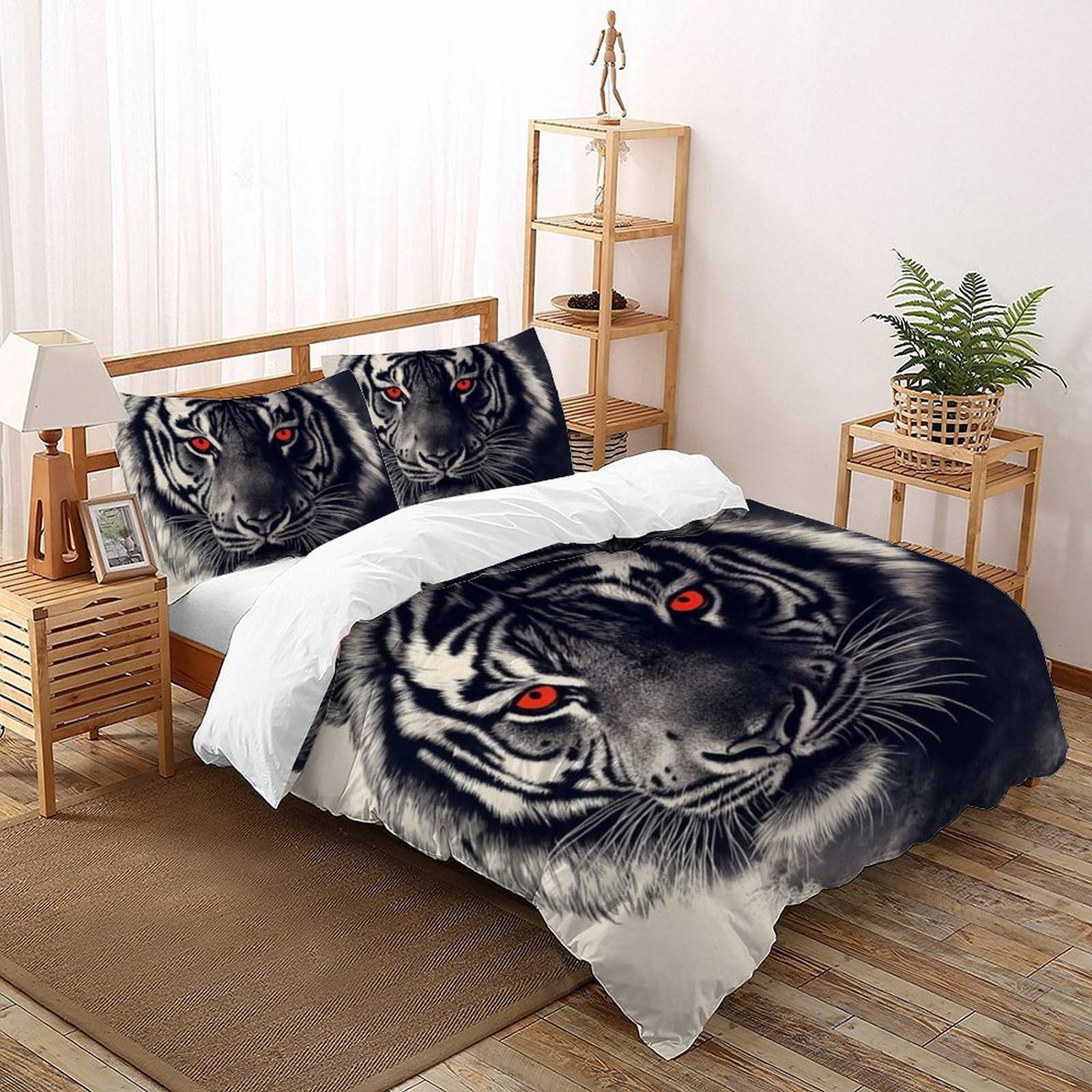 Parure housse de couette tigre 200x200 lit double animaux imprimé 3D