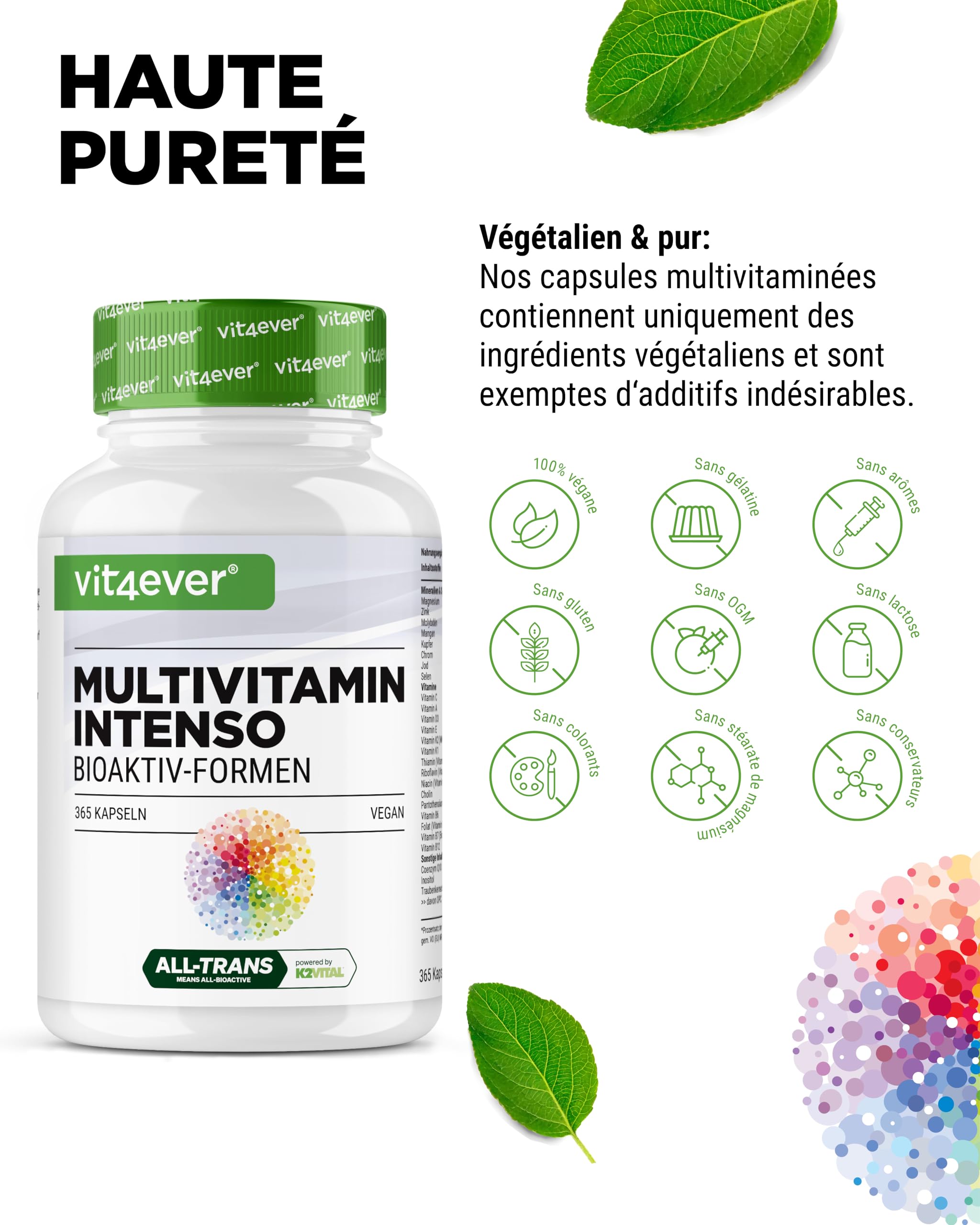 Multivitamines A-Z - 365 Gélules Hautement Dosées avec 26 Formes Bioactives & Matières Premières de Marque - Vitamines + Minéraux - Complexe All In One - Vegan