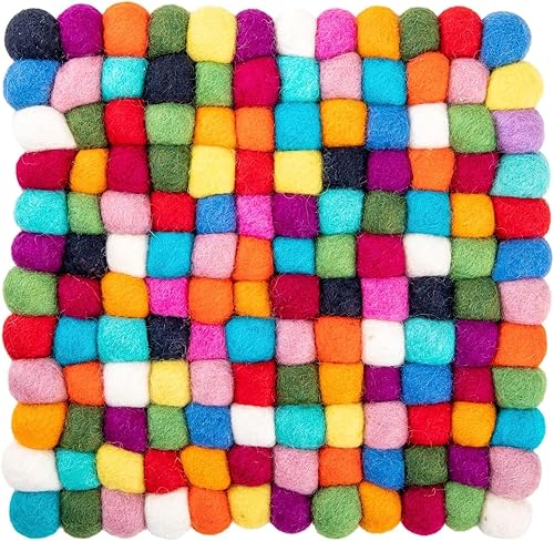 Miniatura 9 de Woolygon Salvamanteles para ollas, soporte para ollas, resistente al calor, diseño de fieltro redondo duradero, relleno a mano en Nepal
