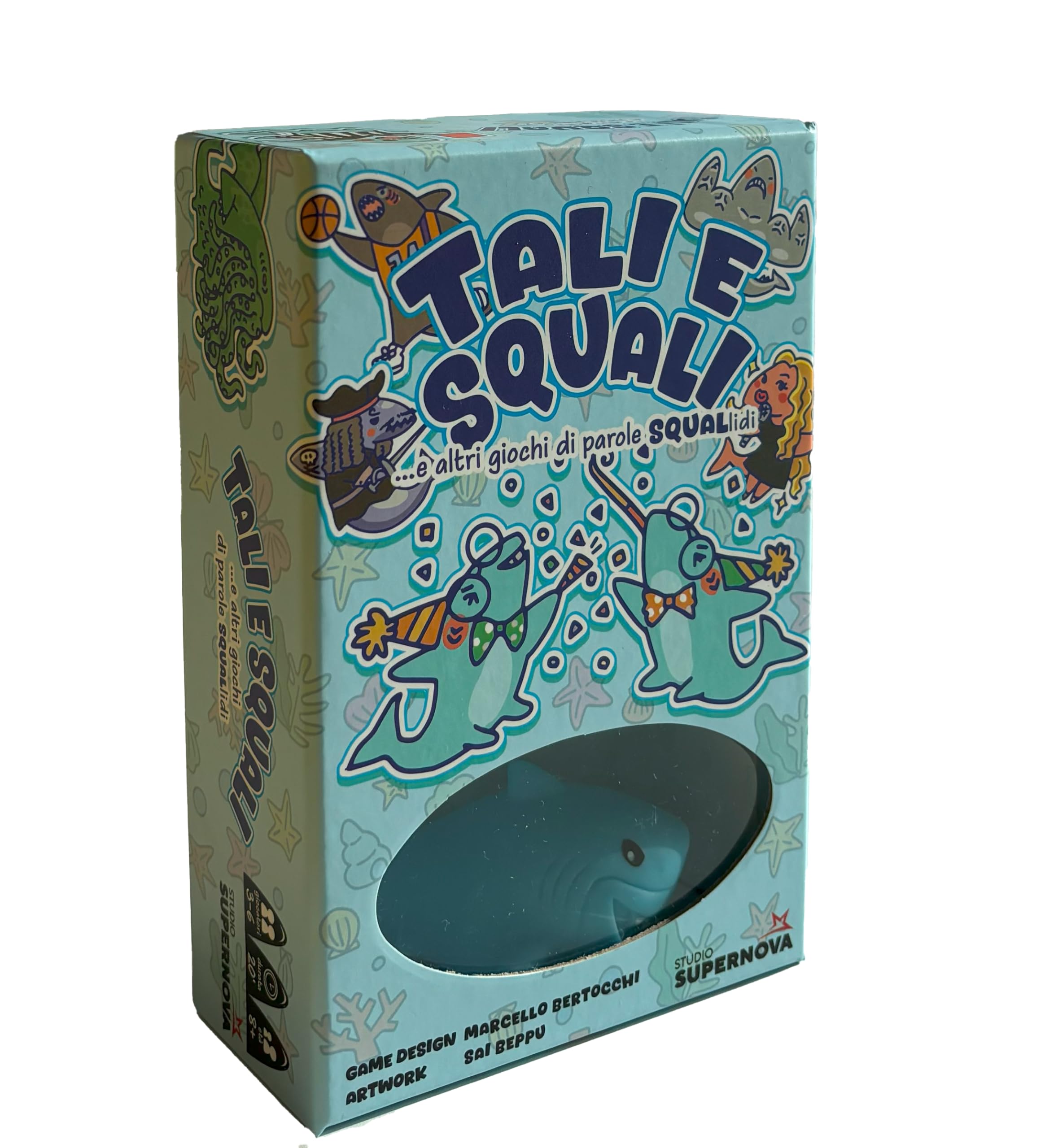 Studio Supernova - Tali and Sharks - A shabby card game and word games for the whole family, 3-6 players, 8+, Italian edition