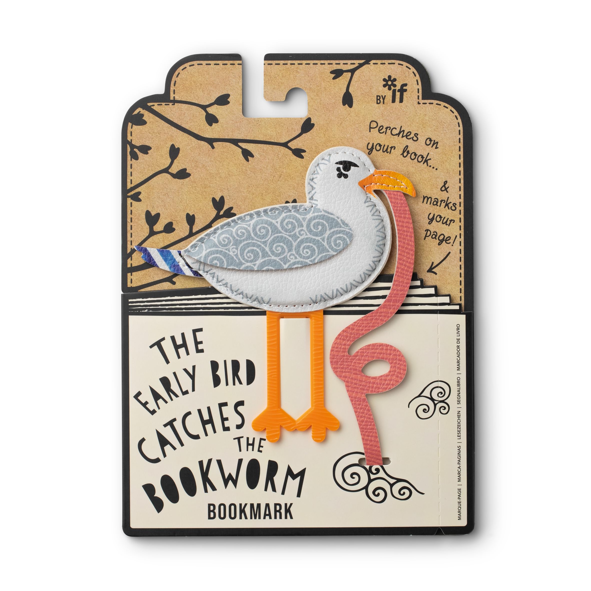 IF Early Bird Catches the Bookworm Bookmark, Faux Leather Bird Clip to Mark Your Page. for Book Lovers and Bird Lovers - Seagull