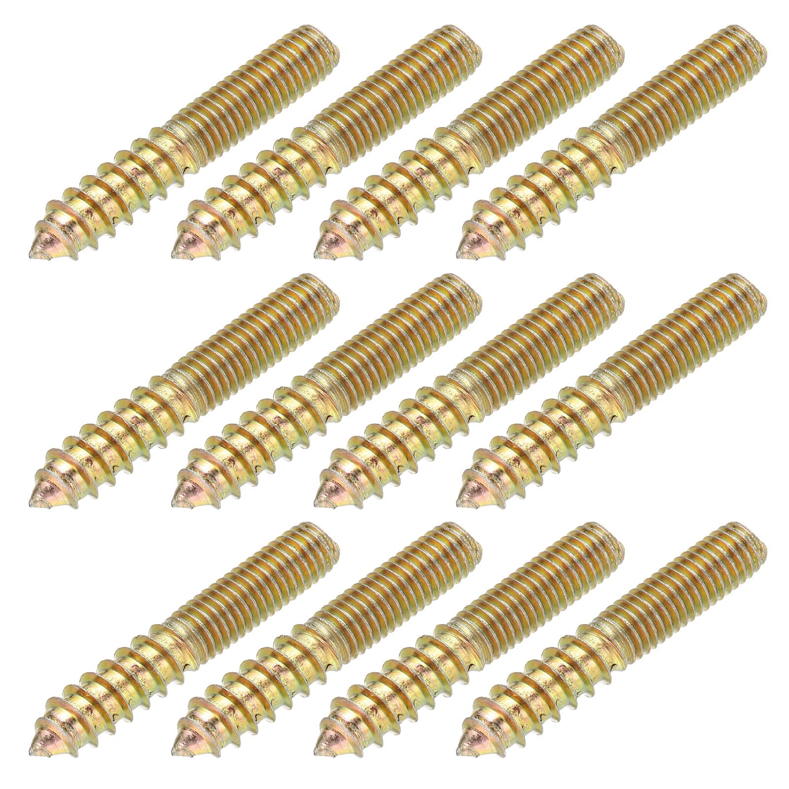 YELARXI M8 Hanger Bolts, 2"(50mm) Length Double Headed Bolts Self-Tapping 8mm Screw Wood Dowel Screw Bolt Furniture Accessories - Fitting for (Wood Joint Furniture Legs) 12 Pcs